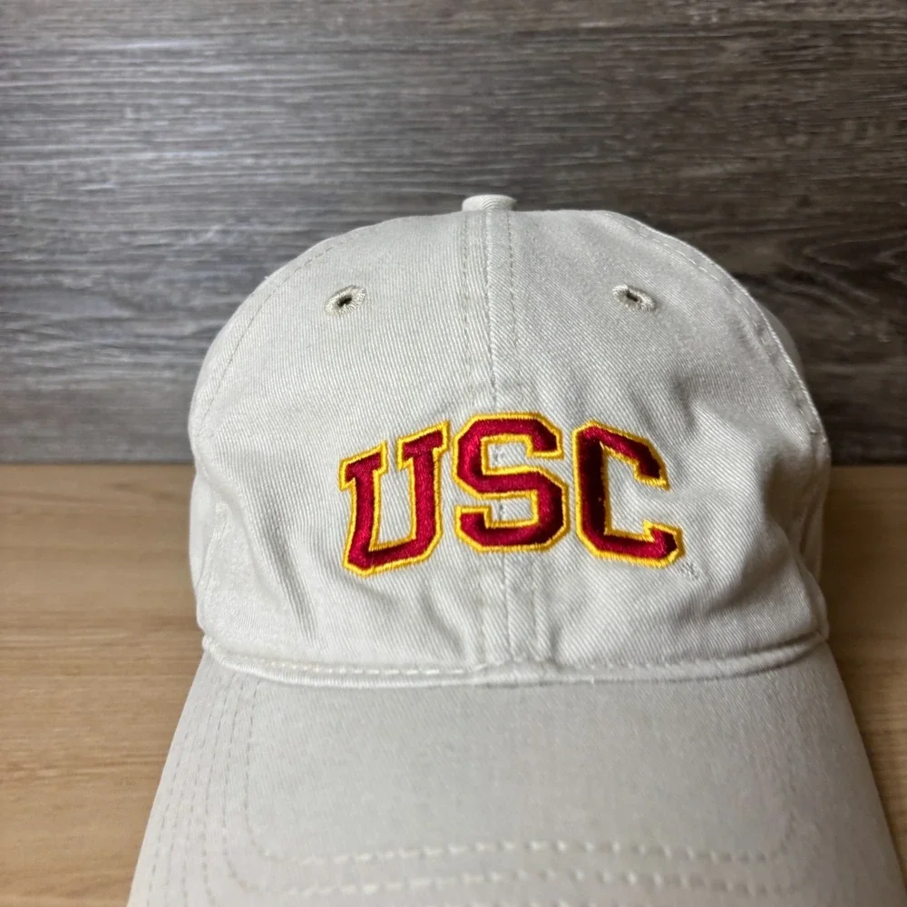 USC Trojans Hat Cap Strap Back Brown Tan California Football Adjustable
